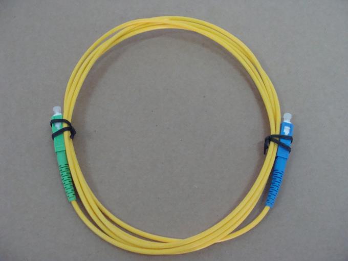 Yellow PVC Fiber Optic Patch Cable SC / APC to SC / UPC SX SM 0.9mm