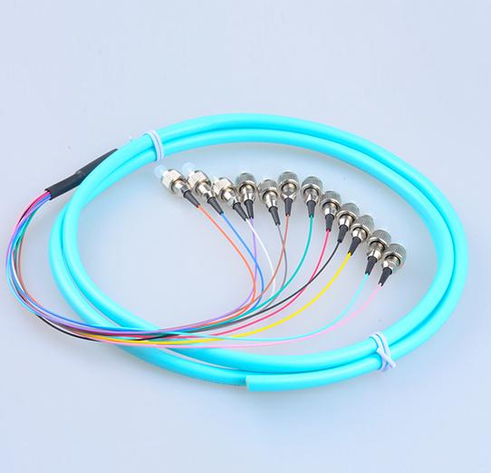 FC/UPC Multimode OM3 50/125 12 Cores LSZH Bundle Fiber Optic Pigtail For FTTH