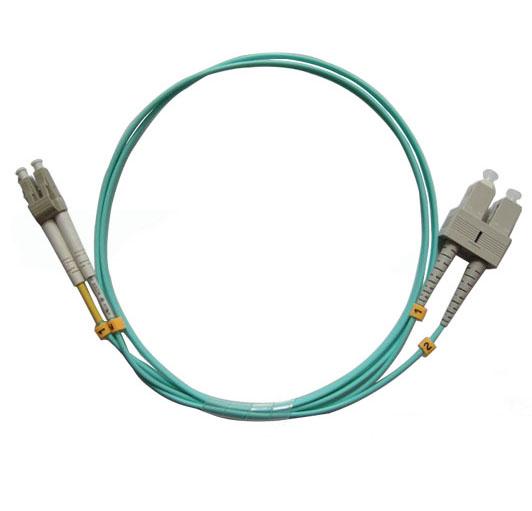 OM3 Aqua LC/UPC-SC/UPC Duplex Fiber Optic Patch Cord LSZH Out Jacket