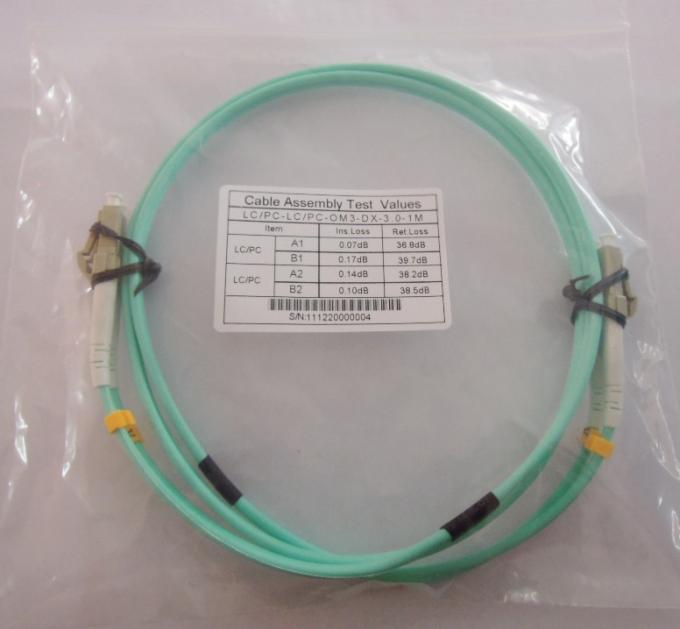 LC/UPC-LC/UPC OM3 DUPLEX fiber optic patch cord,CORNING fiber,LSZH cable jacket
