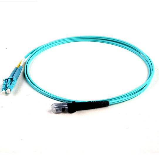 Blue Fiber Optic Patch Cord MTRJ To LC/UPC OM3 50/125 Duplex 2.0mm 5Mtrs OFNR