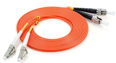 Orange color LC/UPC to ST/UPC hybrid fiber optic patch cord multimode 50/125 duplex