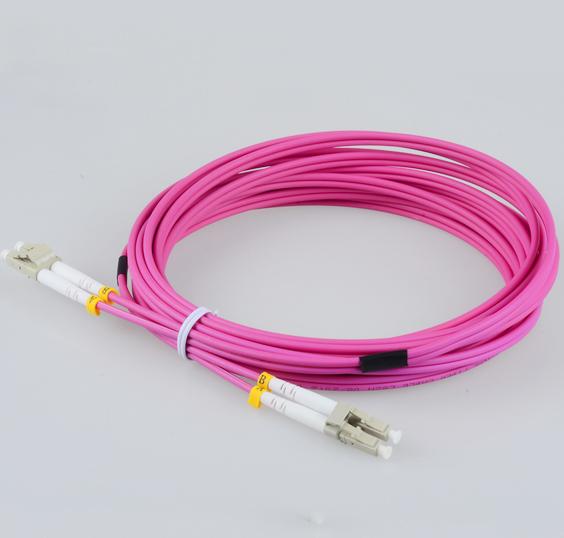 3.0mm DX MM 50/125 OM4 LC to LC Fiber Optic Patch Cord PINK LSZH outer ...