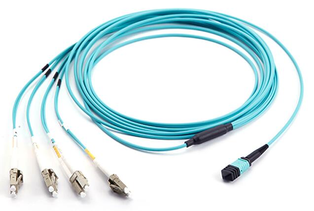 Aqua MPO/MTP Harness Cable OM3 50/125um Pre - terminated MTP/MPO to LC ...