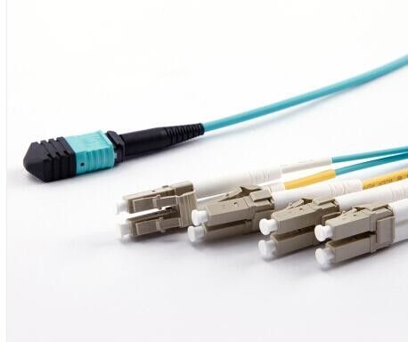 Aqua MPO/MTP Harness Cable OM3 50/125um Pre - terminated MTP/MPO to LC ...
