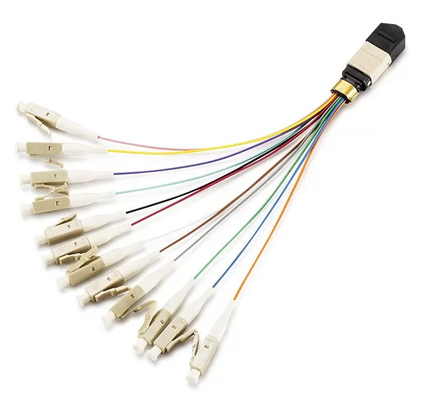 LC UPC 0.9mm MPO MTP Fiber Optic Patch Cord High Fiber Density Ribbon