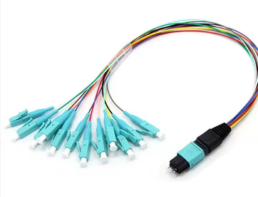 LC UPC 0.9mm MPO MTP Fiber Optic Patch Cord High Fiber Density Ribbon