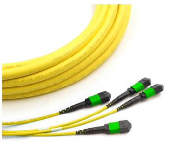 MPO Trunk Cable SM 12 Fiber Optical Yellow Color Customized