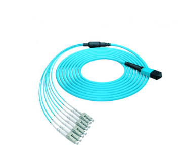 MPO To LC Duplex OM3 OM4 Fiber Optic Patch Cord 8 Core 12 Cores MTP