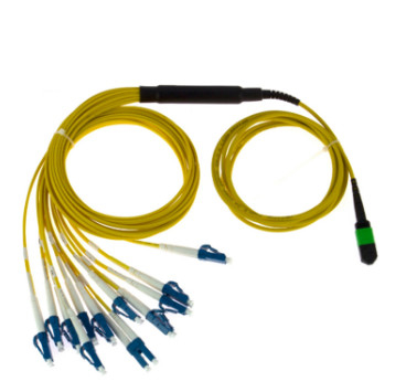 LSZH / PVC SM MPO To LC Fiber Optic Pigtail 12 Core