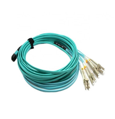 Aqua Color OFNP Fiber Optic Cable MPO To LC 12 Core