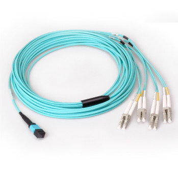 8 Cores OM3 MPO To LC Duplex Fiber Patch Cord Data Transmission Networks Optical