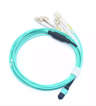 Indoor FTTH Optic Fiber Patch Cord MPO To 8 Cores DX LC/UPC Om3 MM