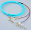 12 fibers breakout fiber optic pigtail LC/UPC multimode OM3 50/125 aqua LSZH cable