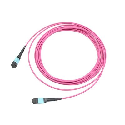 MTP 12 Core OM4 MM Fiber Optic Trunk Cable For Data Center Cabling