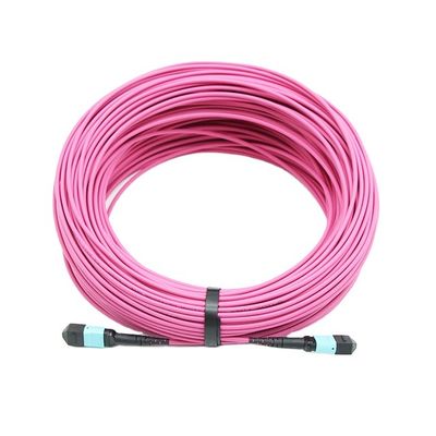 MTP 12 Core OM4 MM Fiber Optic Trunk Cable For Data Center Cabling