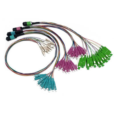 OM3 MPO Harness Cable For 40G 100G Network Applications