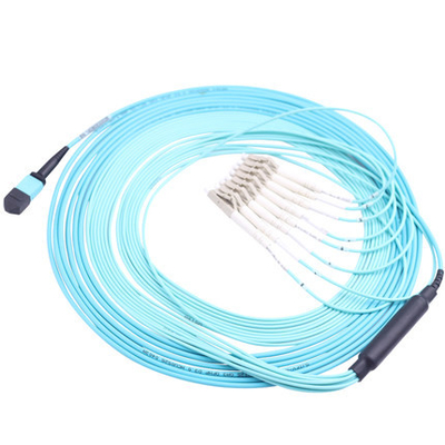 Female 12 Cores LC MM MPO Fiber Optic Patch Cord Round