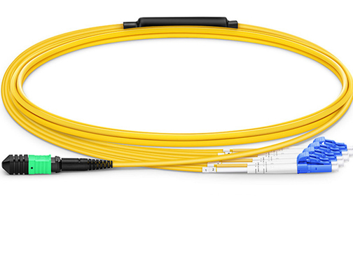 G657A1 MPO MTP Fiber Optic Patch Cord LC SM OM3 / OM4 8 / 12 / 24