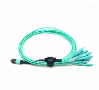 3.0mm 12 core OM3 Fiber Optic Jumper MPO - LC Fiber Optic Patch cord