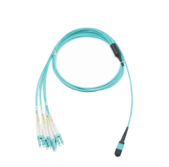 8 Cores OM3 MPO To LC Duplex Fiber Patch Cord Data Transmission Networks Optical