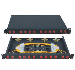 Fixed type Rack Mounted terminal box FC connector  12 ports  Fiber Optic Patch Panel 24 fiber black cold-rolling sheet