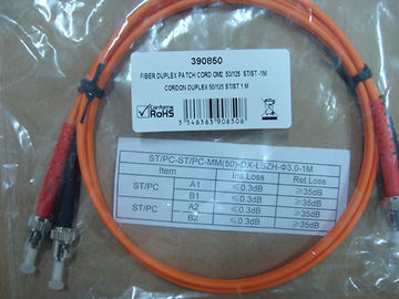 1, 2, 3 meter or customized PC, UPC, APC Multimode duplex ST-ST Fiber Optic Patch Cord