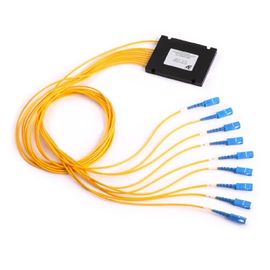1 × 8 PLC Fiber Optic Splitter ABS Package Low Polarization Dependent Loss